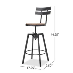 Set Of 2 Alanis Modern Industrial Firwood Adjustable Height Swivel Barstools Natural/Black Brushed Silver - Christopher Knight Home -Christopher Knight Home GUEST c9042f62 29e7 4ac4 b823 2eda4b88e6fc
