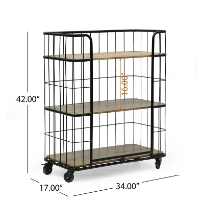 Colwill Modern Industrial Handcrafted Mango Wood Kitchen Cart With Wheels Natural/Black - Christopher Knight Home 3 Colwill Modern Industrial Handcrafted Mango Wood Kitchen Cart With Wheels Natural/Black - Christopher Knight Home