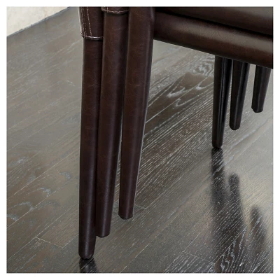 Set Of 4 Comstock Bonded Leather Stackable Dining Chair Brown - Christopher Knight Home: Upholstered, Metal Legs, No Assembly Required 5 Set Of 4 Comstock Bonded Leather Stackable Dining Chair Brown - Christopher Knight Home: Upholstered, Metal Legs, No Assembly Required - Image 3