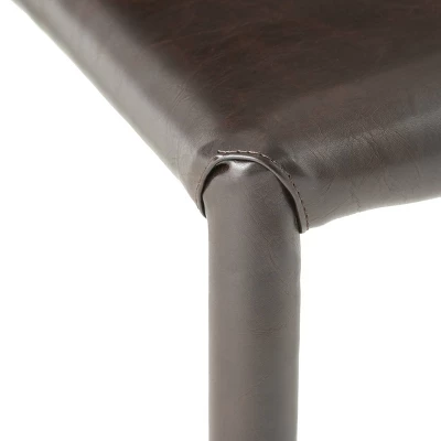 Set Of 4 Comstock Bonded Leather Stackable Dining Chair Brown - Christopher Knight Home: Upholstered, Metal Legs, No Assembly Required 4 Set Of 4 Comstock Bonded Leather Stackable Dining Chair Brown - Christopher Knight Home: Upholstered, Metal Legs, No Assembly Required - Image 2