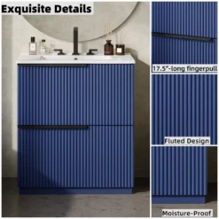 Christopher Knight Home Coralie Modern 30" Bathroom Vanity With Ceramic Sink And Full-Extension Drawers -Christopher Knight Home GUEST cd8d25fd 26c7 4ba4 842e cddcbb199bae