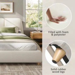 Christopher Knight Home Cletes Modern Wood And Metal Platform Bed With Upholstered Headboard -Christopher Knight Home GUEST cdc0ab57 a413 47c1 a523 2fbcdd5bde8f