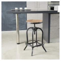 Farmdale Industrial Adjustable Swivel Barstool Natural Antique Black – Christopher Knight Home -Christopher Knight Home GUEST d08b8dce 46fc 4a1f bb28 7b17ac5b912e
