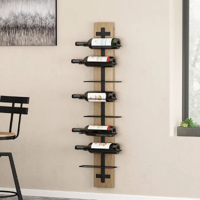 Toston Modern Industrial 8 Bottle Wall Mounted Wine Rack Natural/Black - Christopher Knight Home 3 Toston Modern Industrial 8 Bottle Wall Mounted Wine Rack Natural/Black - Christopher Knight Home