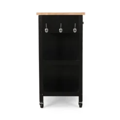 Byway Contemporary Kitchen Cart With Wheels Black/Natural - Christopher Knight Home -Christopher Knight Home GUEST d13a6e93 19f1 44f3 a865 f42ea78bc68d