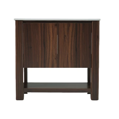 Christopher Knight Home Raisa 35" Modern Bathroom Vanity With Rectangle Ceramic Sink And Open Shelf 8 Christopher Knight Home Raisa 35" Modern Bathroom Vanity With Rectangle Ceramic Sink And Open Shelf - Image 6