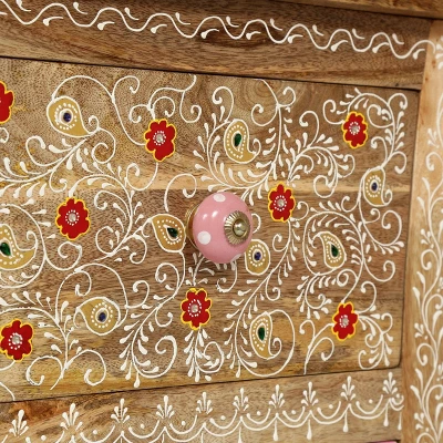 Fullen Handcrafted Boho 2 Drawer Mango Wood Nightstand Natural - Christopher Knight Home 10 Fullen Handcrafted Boho 2 Drawer Mango Wood Nightstand Natural - Christopher Knight Home - Image 8