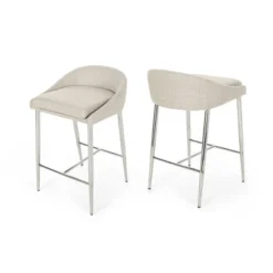 Set Of 2 Bandini Modern Upholstered Counter Height Barstools - Christopher Knight Home -Christopher Knight Home GUEST d2180bc0 d437 4154 aa76 ae652c03953b