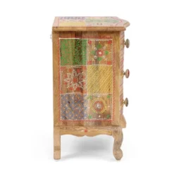 Ailey Handcrafted Boho Mango Wood 3 Drawer Nightstand Natural - Christopher Knight Home -Christopher Knight Home GUEST d2a0da4f 2eb2 4284 a2b1 540f55b08a0f