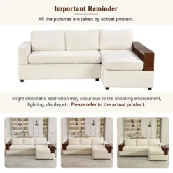 87.4"W Sectional Sofa Couch Set, Upholstered Sofa Chair With Reversible Armrests For Living Room -Christopher Knight Home -Christopher Knight Home GUEST d4d8157e 911f 42db 88c3 9f50b26cea22