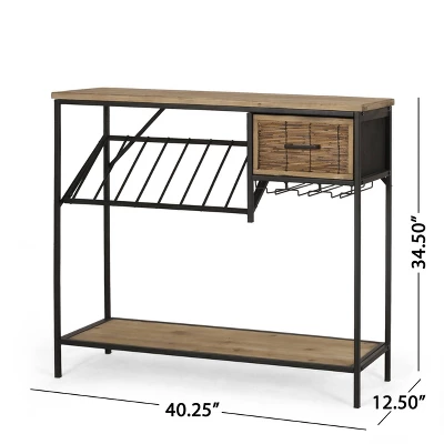 Boster Boho Industrial 8 Bottle Wine Rack Console Table With Storage Natural/Black - Christopher Knight Home 4 Boster Boho Industrial 8 Bottle Wine Rack Console Table With Storage Natural/Black - Christopher Knight Home - Image 2