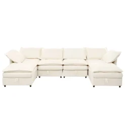 Christopher Knight Home Hars 126" Modular Sectional Sofa With Double Layer Seat Cushions And Storage -Christopher Knight Home GUEST d7641ce5 fd32 4a41 8fd3 d21442687346