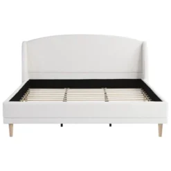 Christopher Knight Home Nicky Boucle Upholstered Platform Bed With Wingback Headboard, White -Christopher Knight Home GUEST d79fbe5d 1dc8 4935 af1b b0b36b9d6ff6