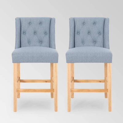 Set Of 2 Landria Button Tufted Wingback Counter Height Barstools - Christopher Knight Home 9 Set Of 2 Landria Button Tufted Wingback Counter Height Barstools - Christopher Knight Home - Image 7