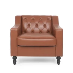 Furman Contemporary Tufted Club Chair Cognac - Christopher Knight Home -Christopher Knight Home GUEST da354514 a70d 48cd b14b 6103bf6f0633