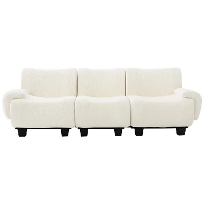 Christopher Knight Home Roxie Modern 3-Seater 94.5" Chenille Upholstered Sofa With Curved Armrests 6 Christopher Knight Home Roxie Modern 3-Seater 94.5" Chenille Upholstered Sofa With Curved Armrests - Image 4