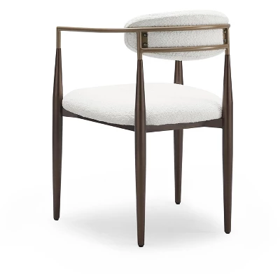 Christopher Knight Home Grov Upholstered Boucle Iron Dining Chair (Set Of 2), Beige And Gold 5 Christopher Knight Home Grov Upholstered Boucle Iron Dining Chair (Set Of 2), Beige And Gold - Image 3