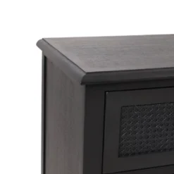 Newell Rustic Acacia Wood And Cane 3 Drawer Dresser Dark Gray - Christopher Knight Home -Christopher Knight Home GUEST db0b6d2f 793d 4697 b630 02e38bc9b204