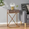 Bucyrus Rustic Glam Handcrafted Acacia Wood C Shaped Side Table Dark Brown/Gold - Christopher Knight Home -Christopher Knight Home GUEST dc353a4b 6be4 42ae 887e 2fefb0ed1205