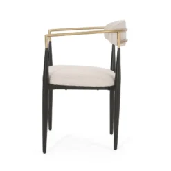 Christopher Knight Home Set Of 2 Elmore Iron Upholstered Dining Chairs Beige/Black/Gold -Christopher Knight Home GUEST dceb0b7d 3769 47d5 ba46 e2e82cff15c6