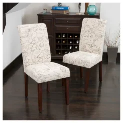 Set Of 2 French Handwriting Linen Dining Chair Beige - Christopher Knight Home -Christopher Knight Home GUEST dda1570f 0bac 405f 9a95 30539fa5e175