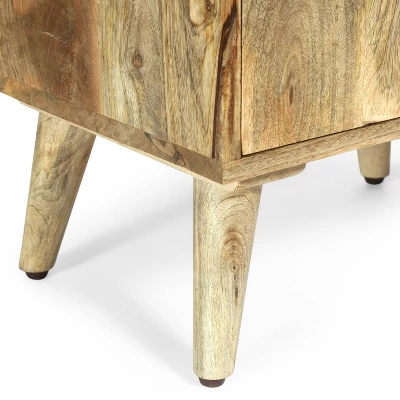 Lytle Boho Handcrafted Mango Wood Nightstand With Storage Natural - Christopher Knight Home 11 Lytle Boho Handcrafted Mango Wood Nightstand With Storage Natural - Christopher Knight Home - Image 9