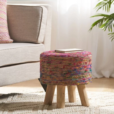 Cidney Silk Fabric Stool Coral - Christopher Knight Home 3 Cidney Silk Fabric Stool Coral - Christopher Knight Home