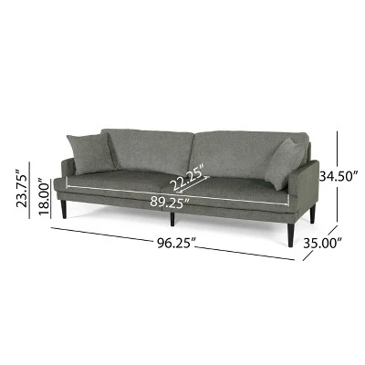 Malverne Contemporary 3 Seater Fabric Sofa With Accent Pillows Gray/Dark Brown - Christopher Knight Home 11 Malverne Contemporary 3 Seater Fabric Sofa With Accent Pillows Gray/Dark Brown - Christopher Knight Home - Image 9