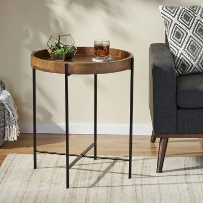 Tift Handcrafted Modern Industrial Mango Wood Folding Tray Top Side Table Natural/Black - Christopher Knight Home 3 Tift Handcrafted Modern Industrial Mango Wood Folding Tray Top Side Table Natural/Black - Christopher Knight Home