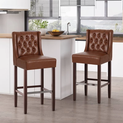 Set Of 2 Bayliss Contemporary Wingback Barstools - Christopher Knight Home 3 Set Of 2 Bayliss Contemporary Wingback Barstools - Christopher Knight Home