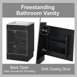 20"W Bathroom Vanity With Ceramic Sink, Bathroom Cabinet With Storage Rack, Adjustable Shelf And Soft Closing Door-Christopher Knight Home 21 20"W Bathroom Vanity With Ceramic Sink, Bathroom Cabinet With Storage Rack, Adjustable Shelf And Soft Closing Door-Christopher Knight Home -Christopher Knight Home GUEST e11e5aef 043f 421d b826 6c6a8c452faa