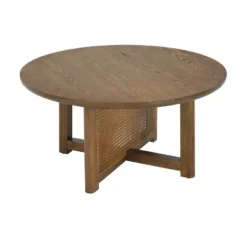 Christopher Knight Home Nova Farmhouse Rattan Rubberwood Round Coffee Table With Criss Cross Design -Christopher Knight Home GUEST e260995c ab9f 42ac a5ed ac41acc97a08