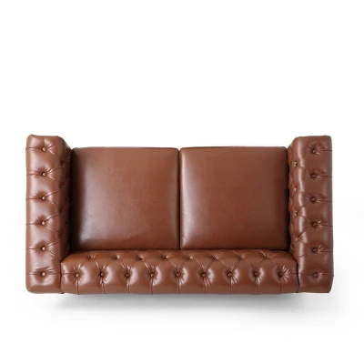 Brinkhaven Contemporary Button Tufted Loveseat With Nailhead Trim - Christopher Knight Home 4 Brinkhaven Contemporary Button Tufted Loveseat With Nailhead Trim - Christopher Knight Home - Image 2