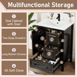 Christopher Knight Home Feldspar Vintage 24" Freestanding Bathroom Vanity With Ceramic Sink -Christopher Knight Home GUEST e5074ef1 941a 4eca 97c5 7defbd20dc29