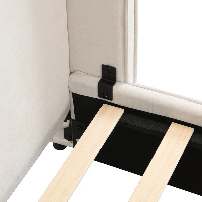 Christopher Knight Home Angelo Wood Upholstered Platform Bed With Headboard And Reading Lamp, White 9 Christopher Knight Home Angelo Wood Upholstered Platform Bed With Headboard And Reading Lamp, White - Image 7