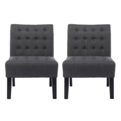 Set Of 2 Lewis Contemporary Fabric Tufted Slipper Chairs - Christopher Knight Home -Christopher Knight Home GUEST e66721c0 6efe 476a 9873 560dc0d050e2