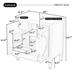 30"W Vintage Bathroom Vanity With Sink, Bathroom Cabinet With Adjustable Shelf, Drawer, Door Shelves And Soft Closing Door-Christopher Knight Home -Christopher Knight Home GUEST e9cd5ac5 793f 4697 aa08 6161be78fd88