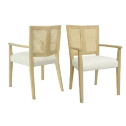Christopher Knight Home Hana Rubberwood Upholstered Dining Arm Chairs With Cane Webbing(Set Of 2) -Christopher Knight Home GUEST e9d86ba7 6514 4308 ad9d 2021fa173ab7