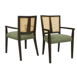 Christopher Knight Home Hana Rubberwood Upholstered Dining Arm Chairs With Cane Webbing(Set Of 2) -Christopher Knight Home GUEST ea369a3d ce8b 43b6 91b2 7bc0dd5003ae