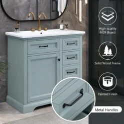 36"W Bathroom Vanity With Sink, Bathroom Cabinet With Tip-out Drawers, Storage Drawers, Door Shelf And Soft Closing Door-Christopher Knight Home -Christopher Knight Home GUEST ec0cf62e e577 4fdc 8f02 50143e95a667
