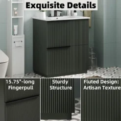 Christopher Knight Home Quillen Modern 30" Bathroom Vanity With Ceramic Sink And Drawers -Christopher Knight Home GUEST eed2ba98 f575 4af1 b75e b0981f42ead8