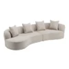 Christopher Knight Home Hailey 126“ Modern Boucle Upholstered 5 Seater Curved Sectional Sofa With Pillows