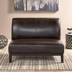 Darcy Bonded Leather Loveseat Brown - Christopher Knight Home -Christopher Knight Home GUEST f108e78f 0bfb 4c3a 98f3 9906f9b978d4
