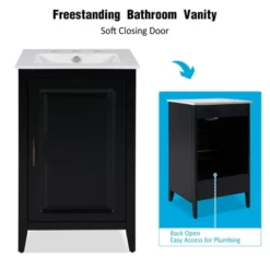 Christopher Knight Home Alonzo Modern 20" Bathroom Vanity With Ceramic Sink, Shelf And Drawer -Christopher Knight Home GUEST f165e2a6 ce7b 4d33 b6ab 1c23151f51d4