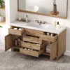 Christopher Knight Home Emilie 60" Modern Bathroom Vanity With SMC Sink, 5 Drawers And 2 Rattan Doors