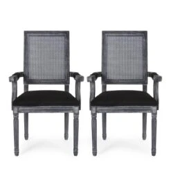 Set Of 2 Maria French Country Wood And Cane Upholstered Dining Chairs - Christopher Knight Home -Christopher Knight Home GUEST f34a5f68 aeb5 4327 8486 74483f17b787