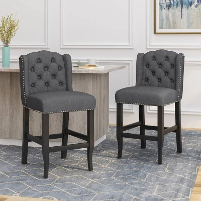 Set Of 2 Foxcroft Wingback Counter Height Barstools - Christopher Knight Home 3 Set Of 2 Foxcroft Wingback Counter Height Barstools - Christopher Knight Home