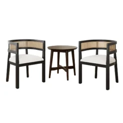 Christopher Knight Home Allen 3 Pieces Mid-Century Modern Wood And Cane Seating Set -Christopher Knight Home GUEST f47ef6c8 68ae 4857 9aa5 d3c407a9091d