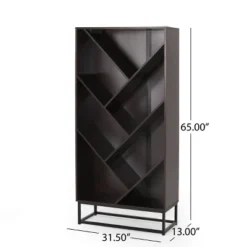 65" Bucy Modern Industrial 6 Shelf V Bookcase Dark Gray/Black - Christopher Knight Home -Christopher Knight Home GUEST f556af79 8982 482a b48a 6dd07a5a8b65