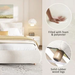 Christopher Knight Home Nicolas Boucle Upholstered Platform Bed With Removable Pillow Headboard -Christopher Knight Home GUEST f72b7791 7a9a 414c 9bdf 54982c4803ea